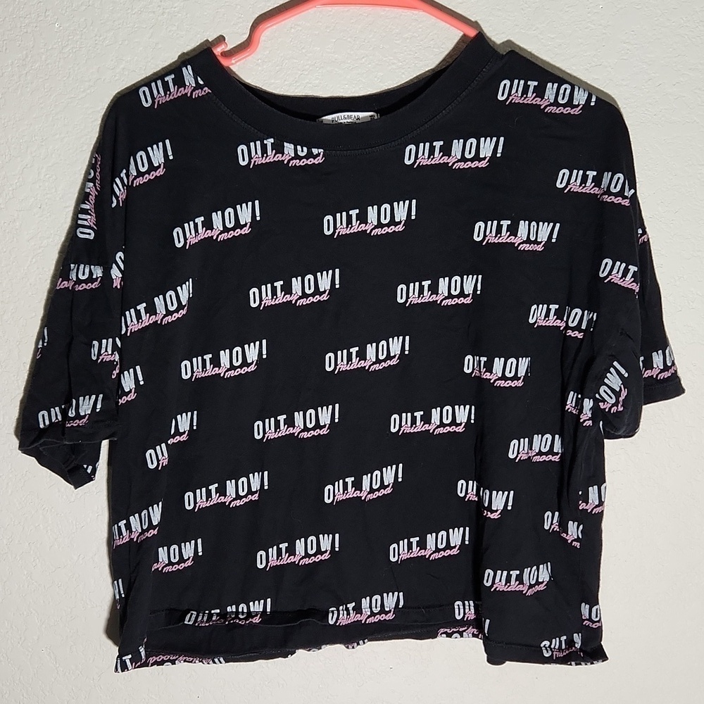 Pull & Bear Crop Top Out Now Friday Mood size M Euro Black